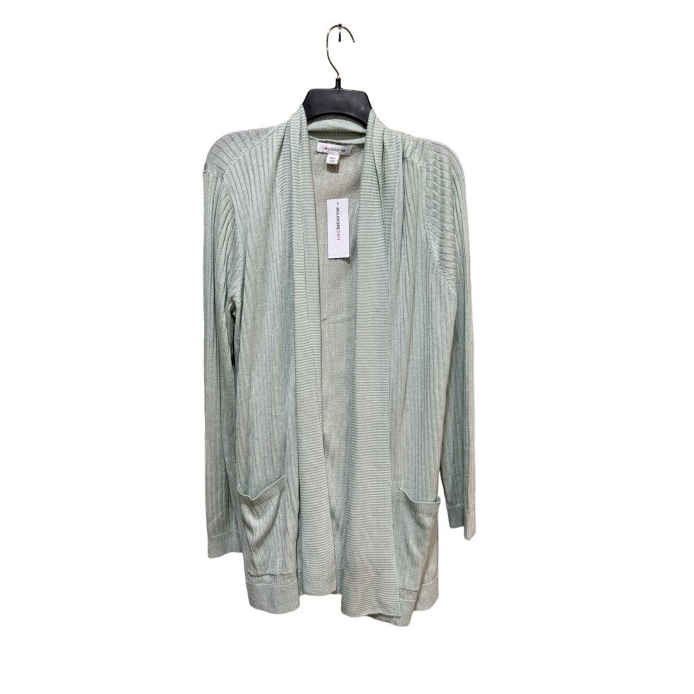Liz Claiborne Womens XXL Light Green Cardigan Sweater With Pockets